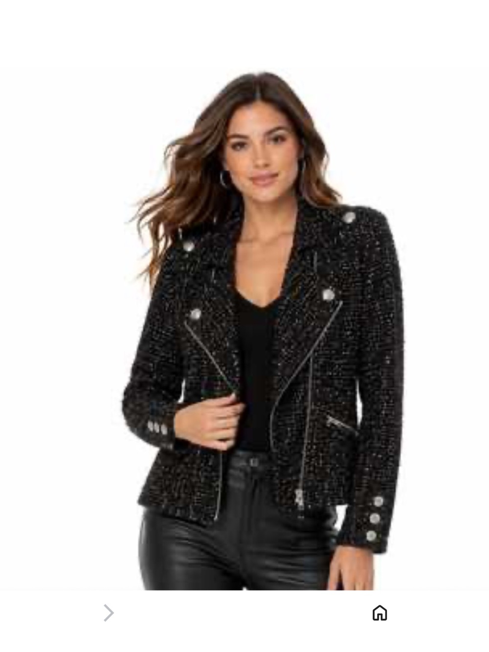 Zara Black Tweed Moto Jacket sz XL